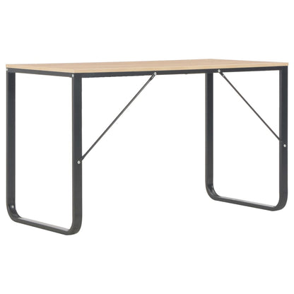 Computer Desk Black and Oak Engineered wood and powder-coated metal