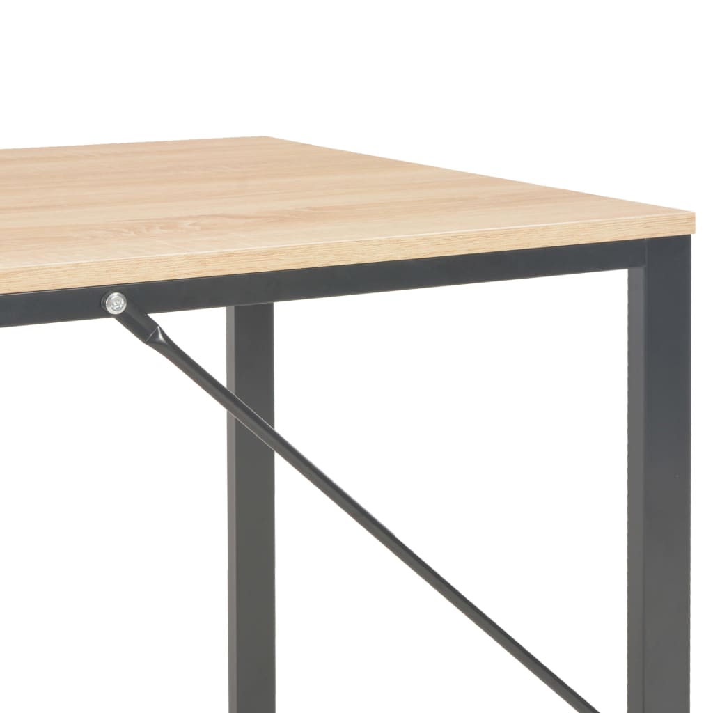 Computer Desk Black and Oak Engineered wood and powder-coated metal