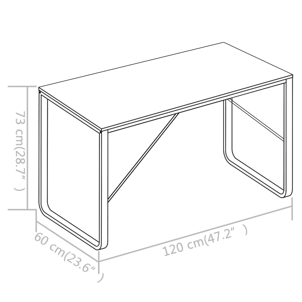 Computer Desk Black and Oak Engineered wood and powder-coated metal