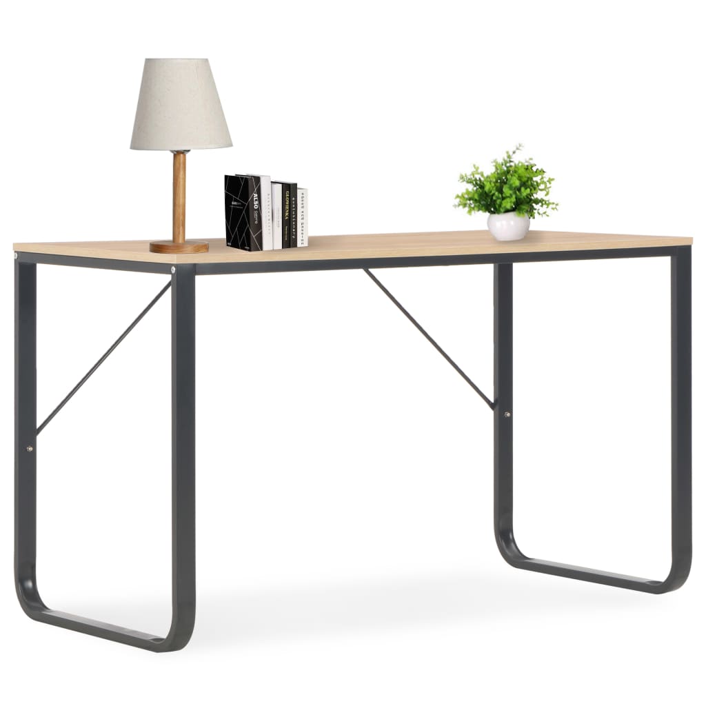 Computer Desk Black and Oak Engineered wood and powder-coated metal