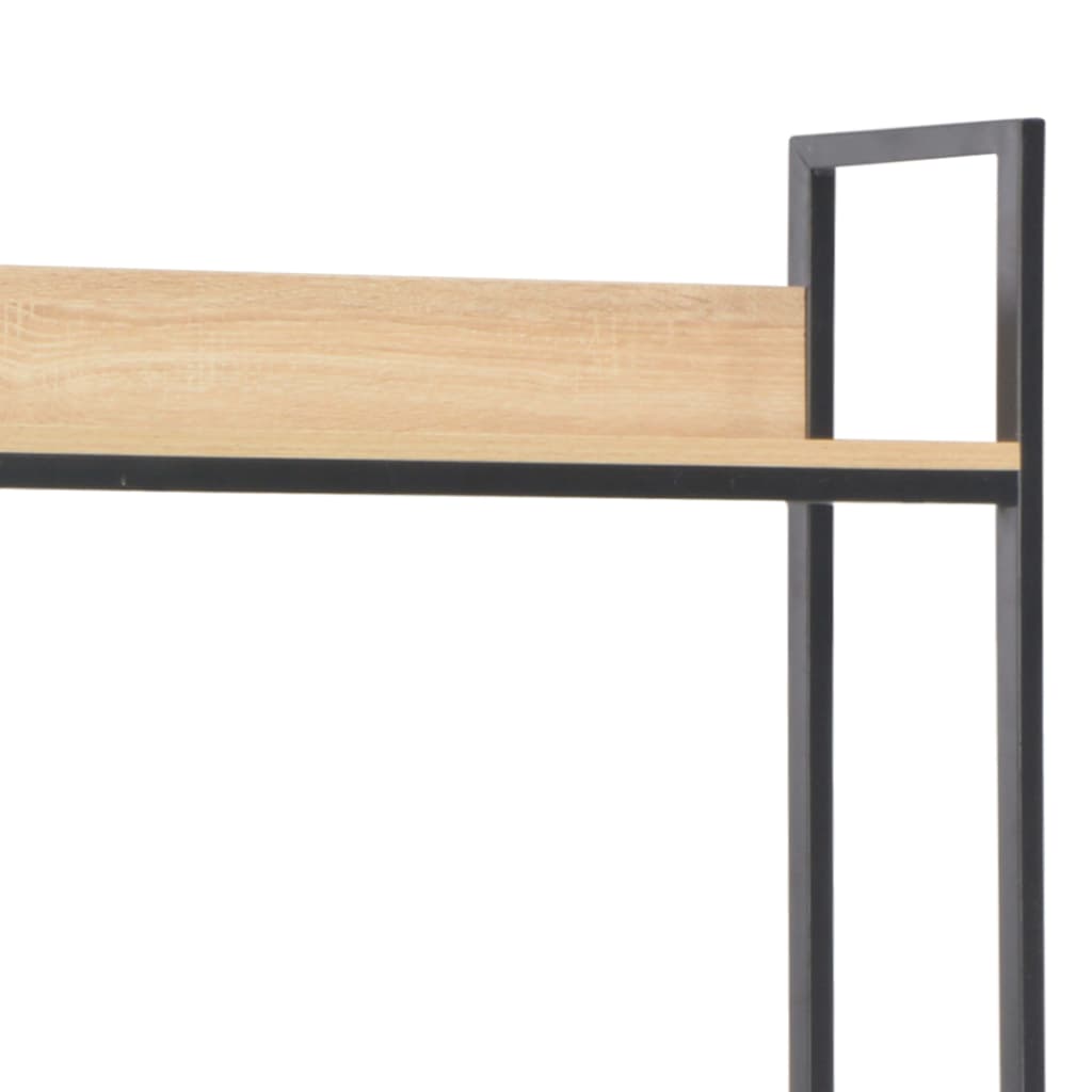 Computer Desk Black and Oak Engineered Wood and Powder-Coated Metal
