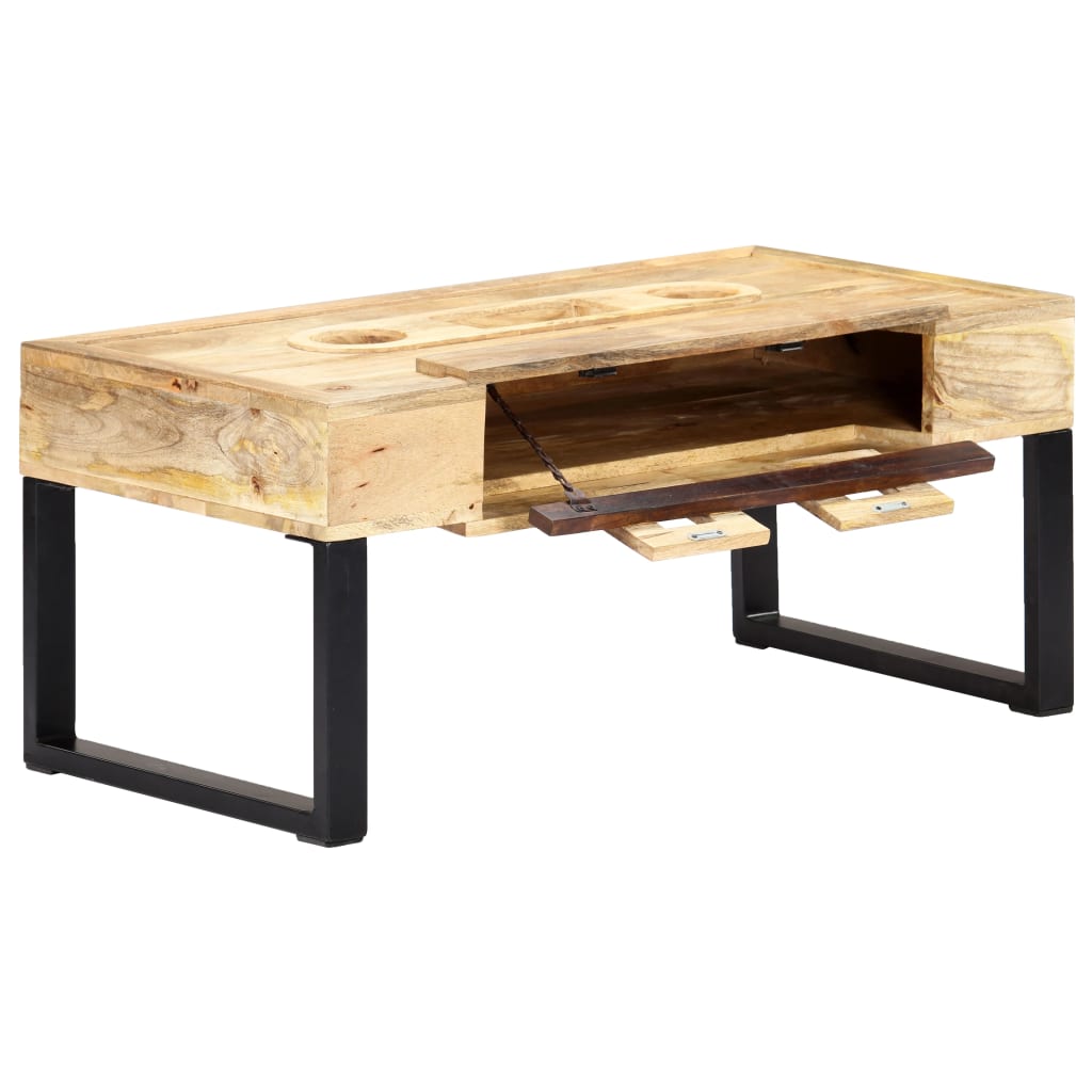 Coffee Table Brown Solid mango wood, steel 39.4 in Coffee Table