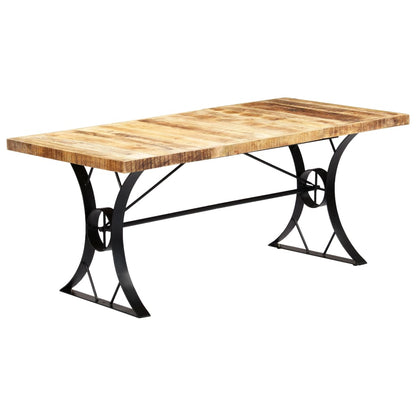 Dining Table Brown, Black Solid Mango Wood, Steel 70.9 x 35.4 in