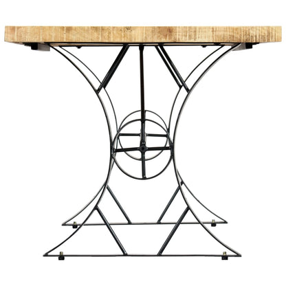 Dining Table Brown, Black Solid Mango Wood, Steel 70.9 x 35.4 in