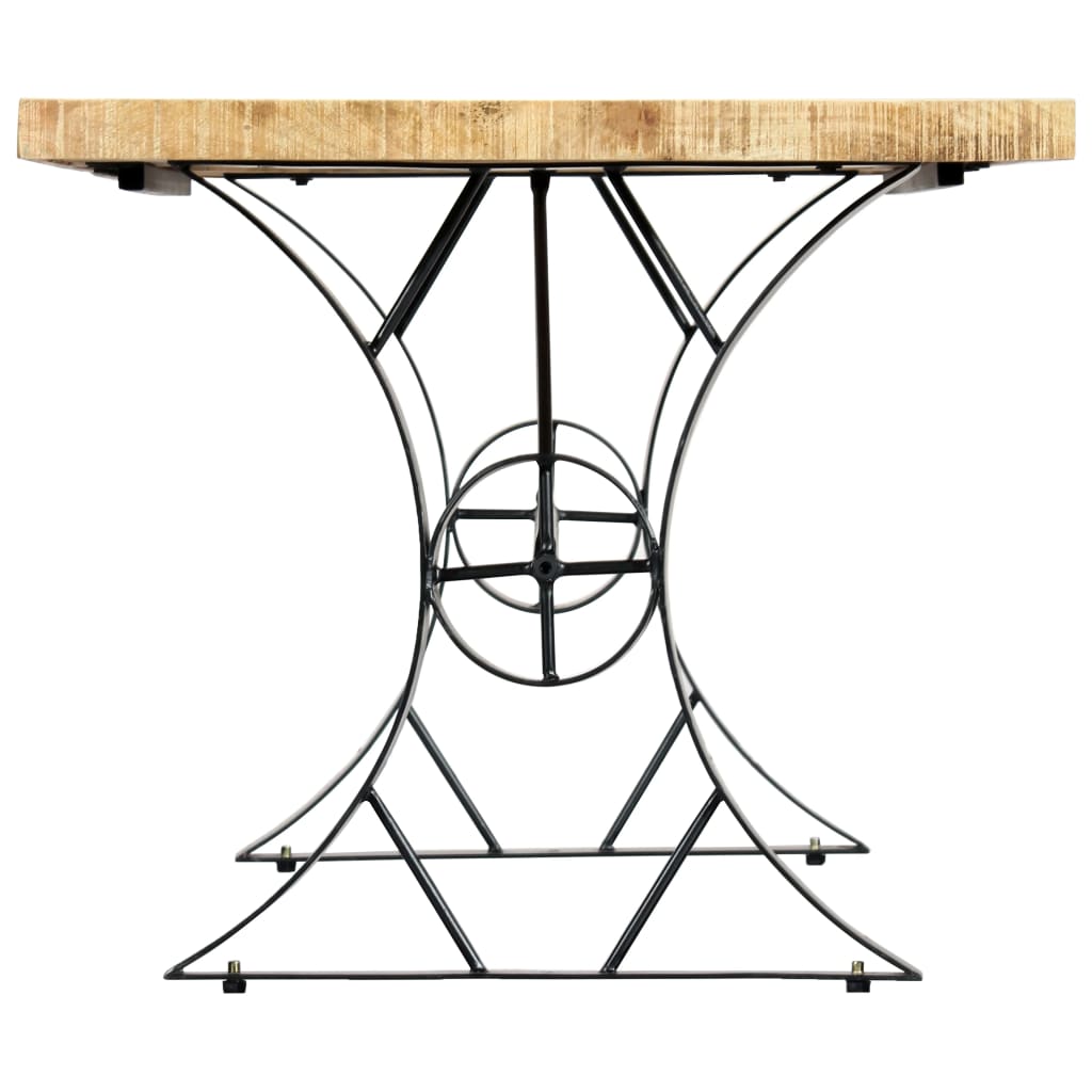 Dining Table Brown, Black Solid Mango Wood, Steel 70.9 x 35.4 in