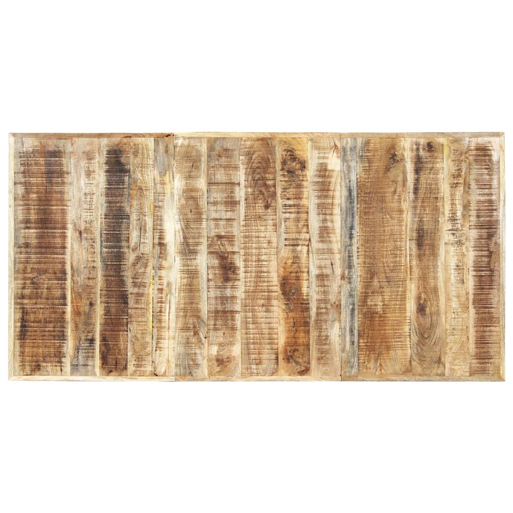 Dining Table Brown, Black Solid Mango Wood, Steel 70.9 x 35.4 in