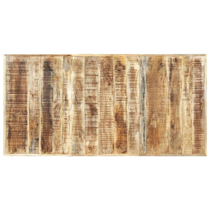 Dining Table Brown, Black Solid Mango Wood, Steel 70.9 x 35.4 in