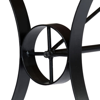 Dining Table Brown, Black Solid Mango Wood, Steel 70.9 x 35.4 in