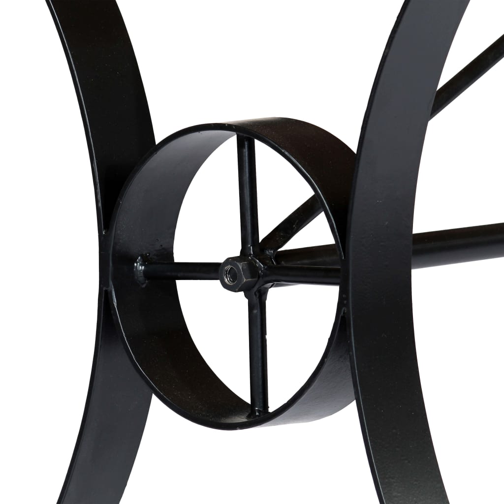 Dining Table Brown, Black Solid Mango Wood, Steel 70.9 x 35.4 in