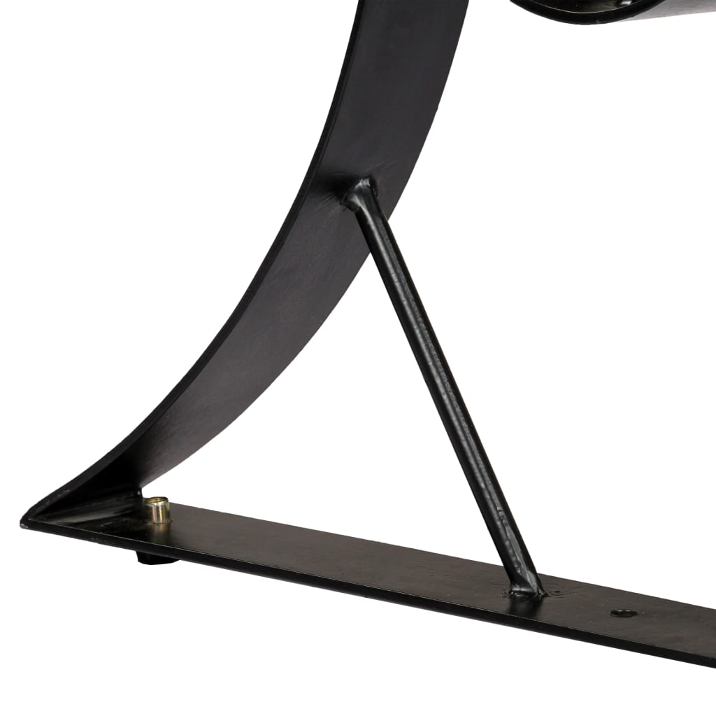 Dining Table Brown, Black Solid Mango Wood, Steel 70.9 x 35.4 in