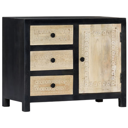 Side Cabinet Grey and natural Solid mango wood, MDF Medium