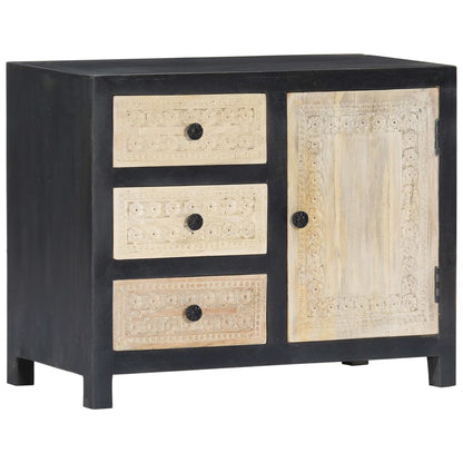 Side Cabinet Grey and natural Solid mango wood, MDF Medium