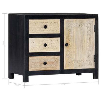 Side Cabinet Grey and natural Solid mango wood, MDF Medium
