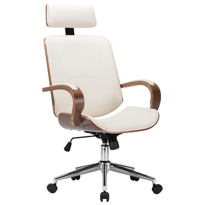 Office Chair Cream and Dark Brown Faux Leather Standard Swivel