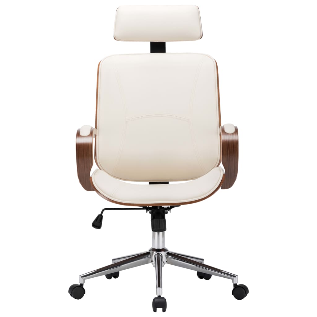 Office Chair Cream and Dark Brown Faux Leather Standard Swivel