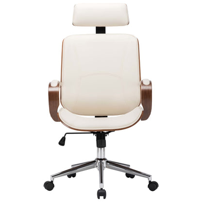 Office Chair Cream and Dark Brown Faux Leather Standard Swivel