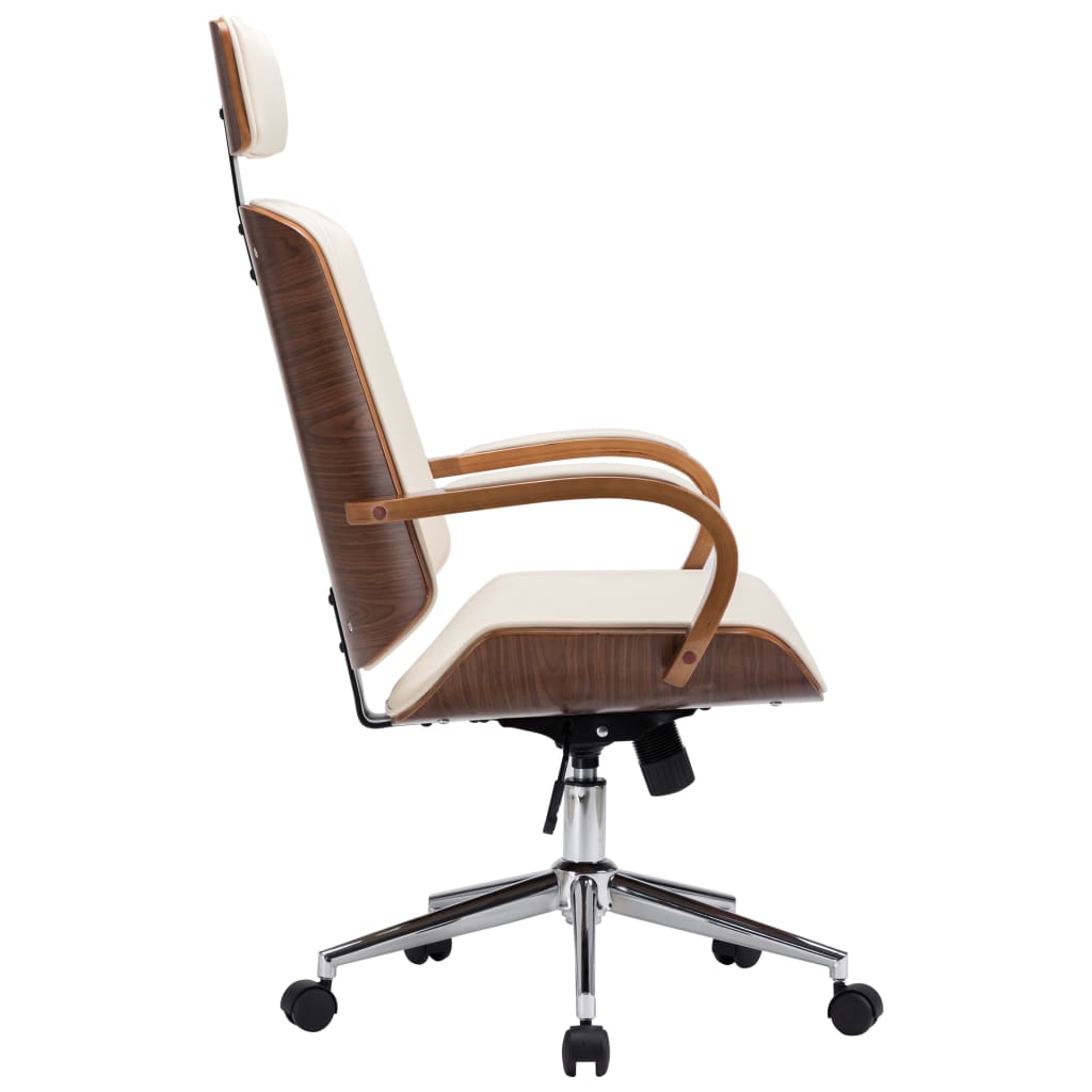 Office Chair Cream and Dark Brown Faux Leather Standard Swivel