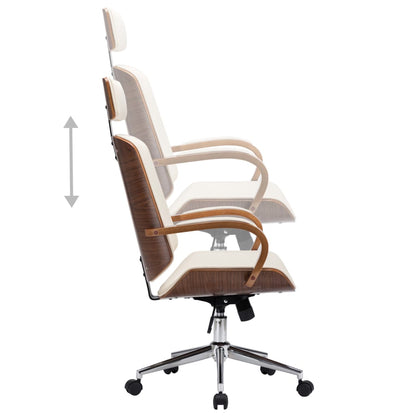 Office Chair Cream and Dark Brown Faux Leather Standard Swivel