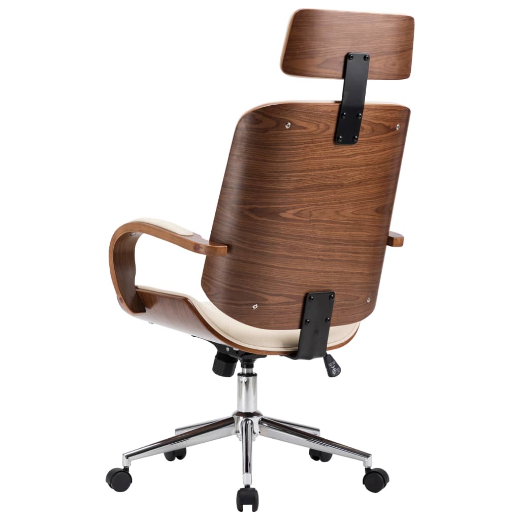 Office Chair Cream and Dark Brown Faux Leather Standard Swivel