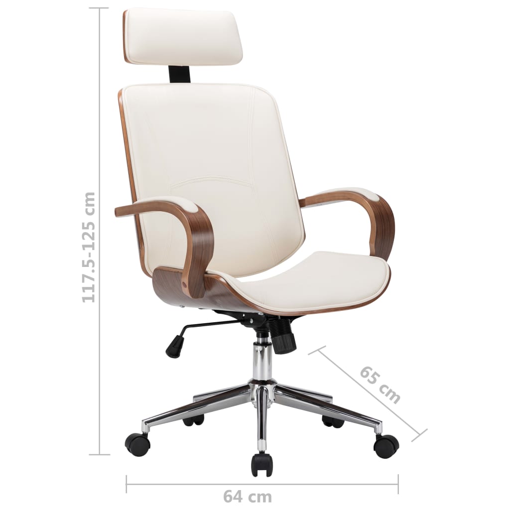 Office Chair Cream and Dark Brown Faux Leather Standard Swivel