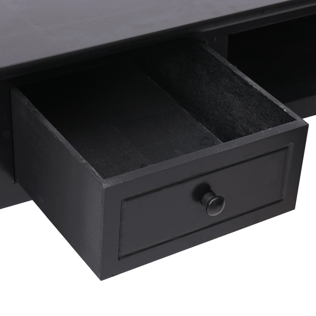 Desk Black Paulownia wood Medium Desk Rectangular Vintage