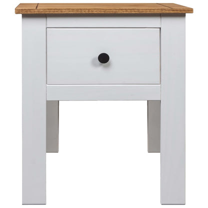 Bedside Cabinet White, Natural Solid Pine Wood 18.1x15.7x22.4 in