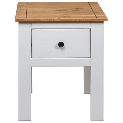 Bedside Cabinet White, Natural Solid Pine Wood 18.1x15.7x22.4 in