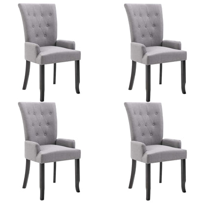 Dining Chair Set of 4 Light grey Polyester Standard Ergonomic