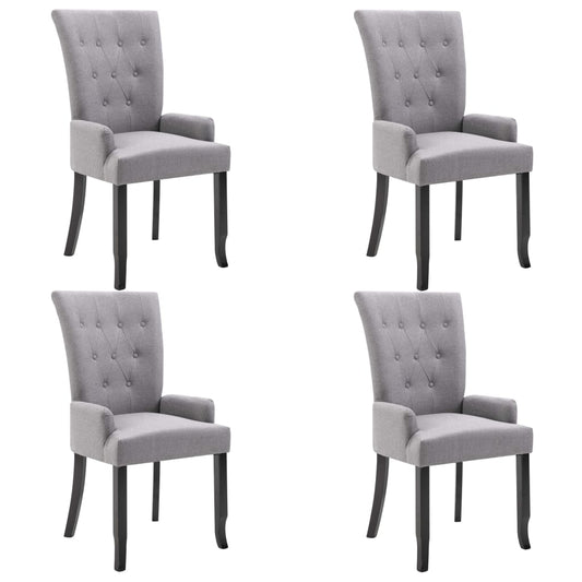Dining Chair Set of 4 Light grey Polyester Standard Ergonomic