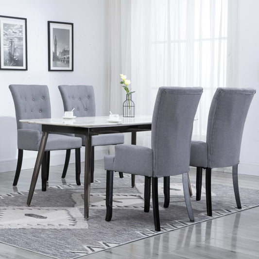 Dining Chair Set of 4 Light grey Polyester Standard Ergonomic