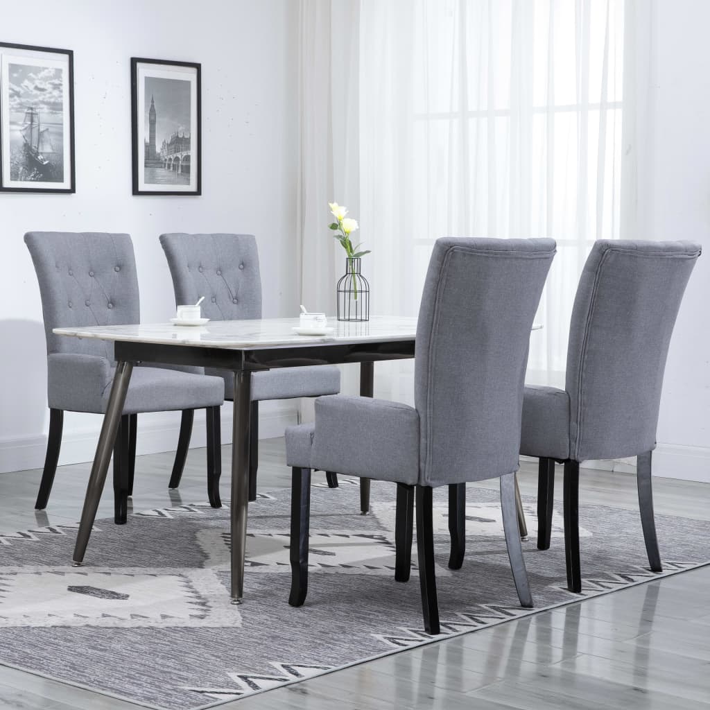 Dining Chair Set of 4 Light grey Polyester Standard Ergonomic