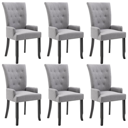 Dining Chair Set of 6 Light Gray Polyester Standard Ergonomic