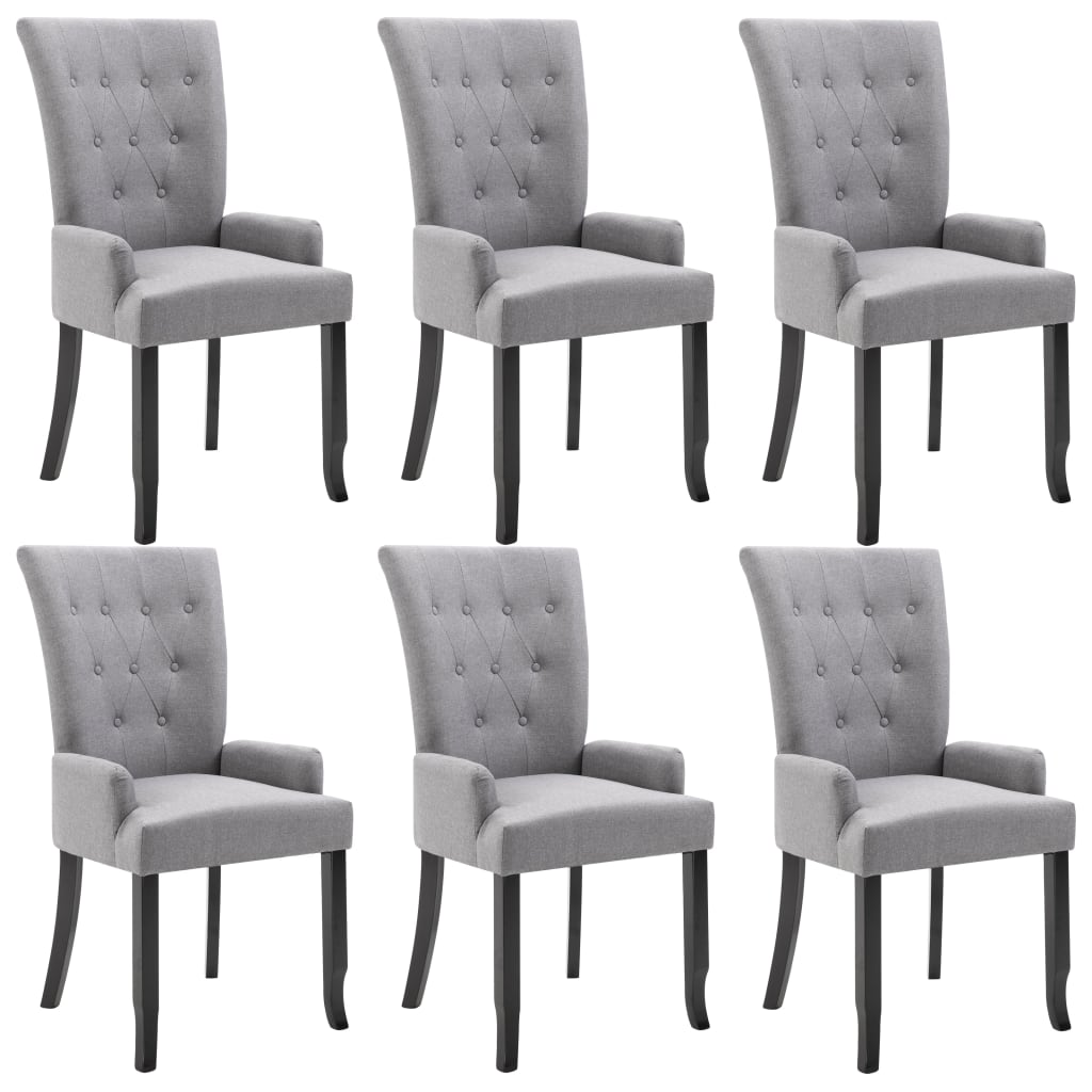 Dining Chair Set of 6 Light Gray Polyester Standard Ergonomic