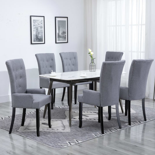 Dining Chair Set of 6 Light Gray Polyester Standard Ergonomic