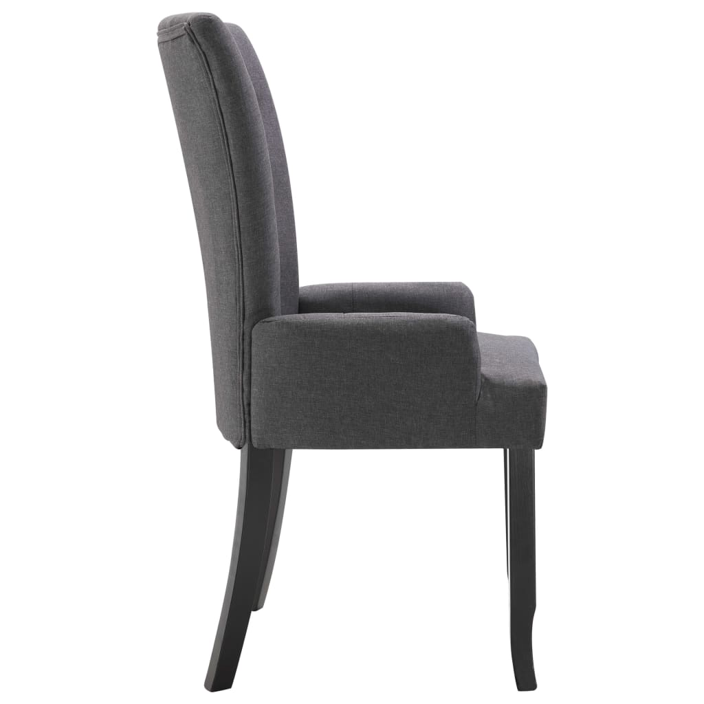 Dining Chair Set of 4 Dark Gray Polyester, Oak Wood Standard