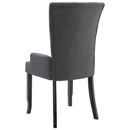 Dining Chair Set of 4 Dark Gray Polyester, Oak Wood Standard