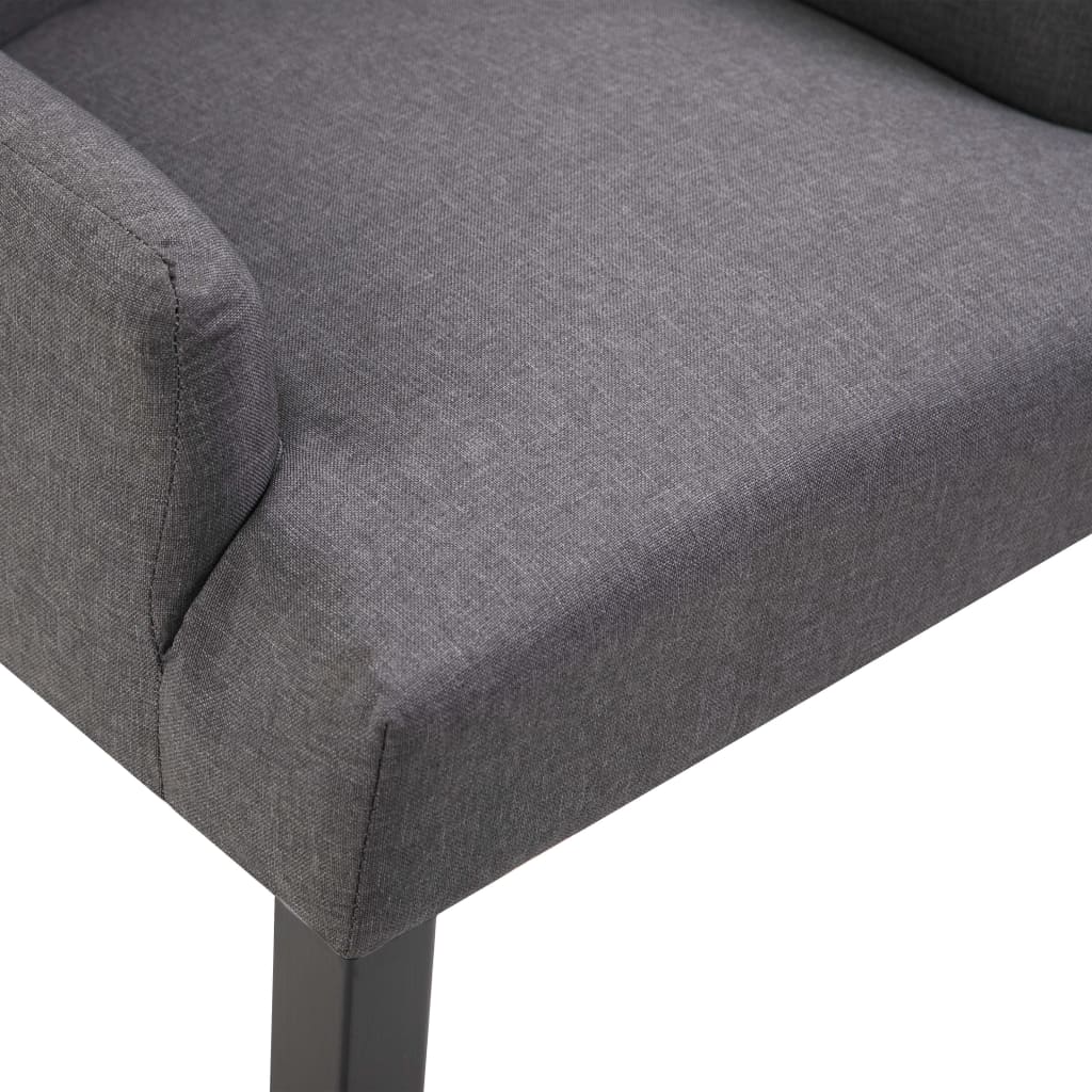 Dining Chair Set of 4 Dark Gray Polyester, Oak Wood Standard