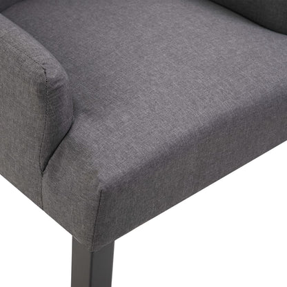 Dining Chair Set of 4 Dark Gray Polyester, Oak Wood Standard