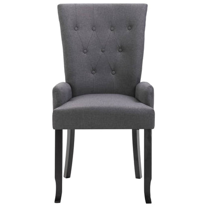 Dining Chair Set of 6 Dark Grey Polyester Fabric and Oak Wood