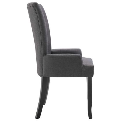 Dining Chair Set of 6 Dark Grey Polyester Fabric and Oak Wood