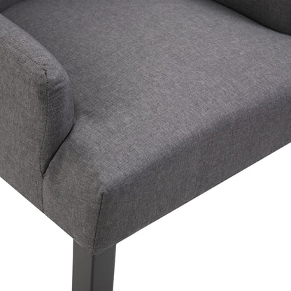 Dining Chair Set of 6 Dark Grey Polyester Fabric and Oak Wood