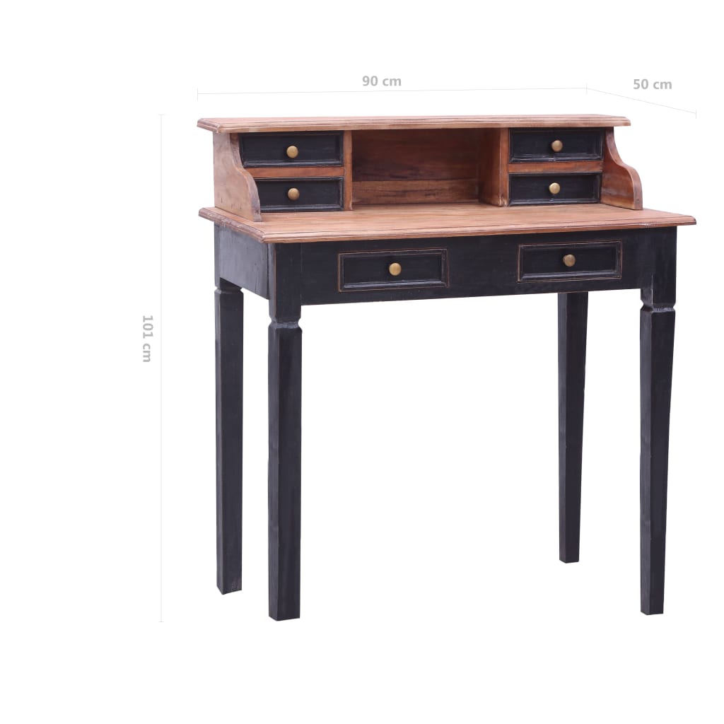 Writing Desk Natural and black Solid mahogany wood Medium