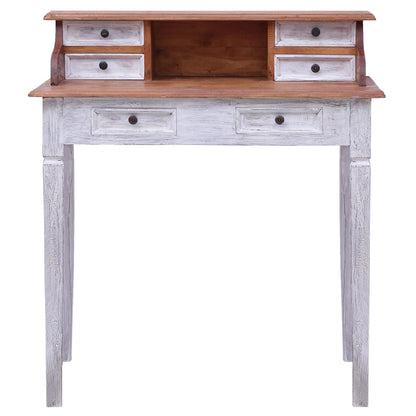 Writing Desk Natural and white Solid mahogany wood Compact