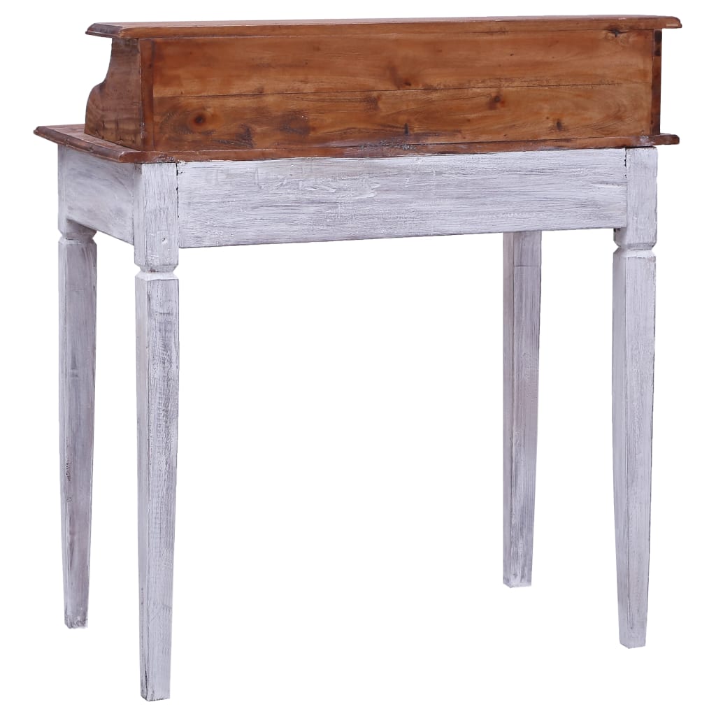 Writing Desk Natural and white Solid mahogany wood Compact