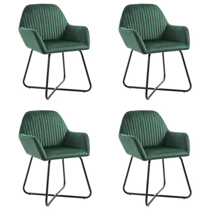 Dining Chair Set of 4 Green Velvet Standard Ergonomic