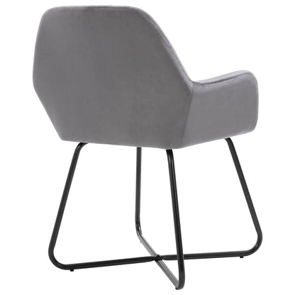 Dining Chair Set of 4 Grey Velvet and Powder-Coated Steel