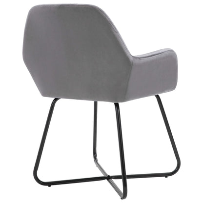 Dining Chair Set of 6 Grey Velvet and Powder-Coated Steel