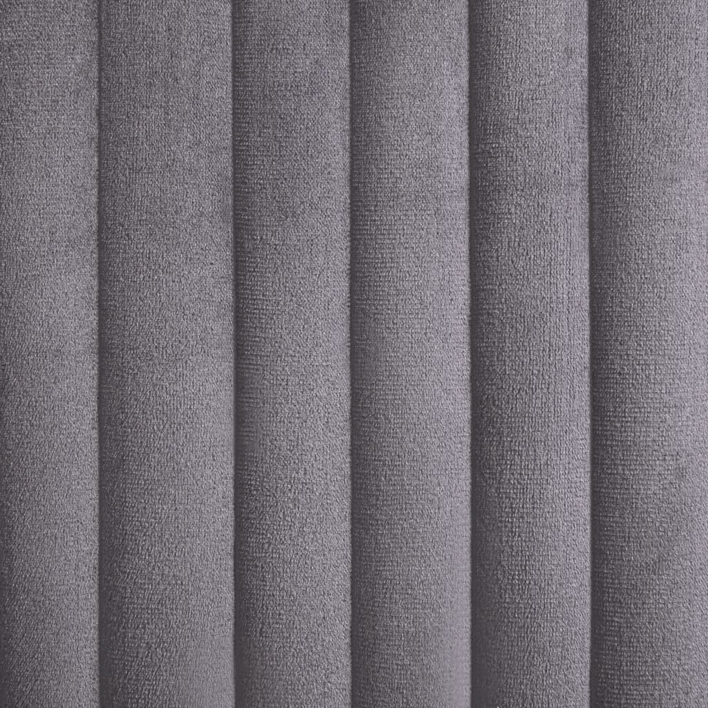 Dining Chair Set of 6 Grey Velvet and Powder-Coated Steel