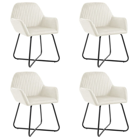 Dining Chair Set of 4 Cream Velvet Standard Ergonomic