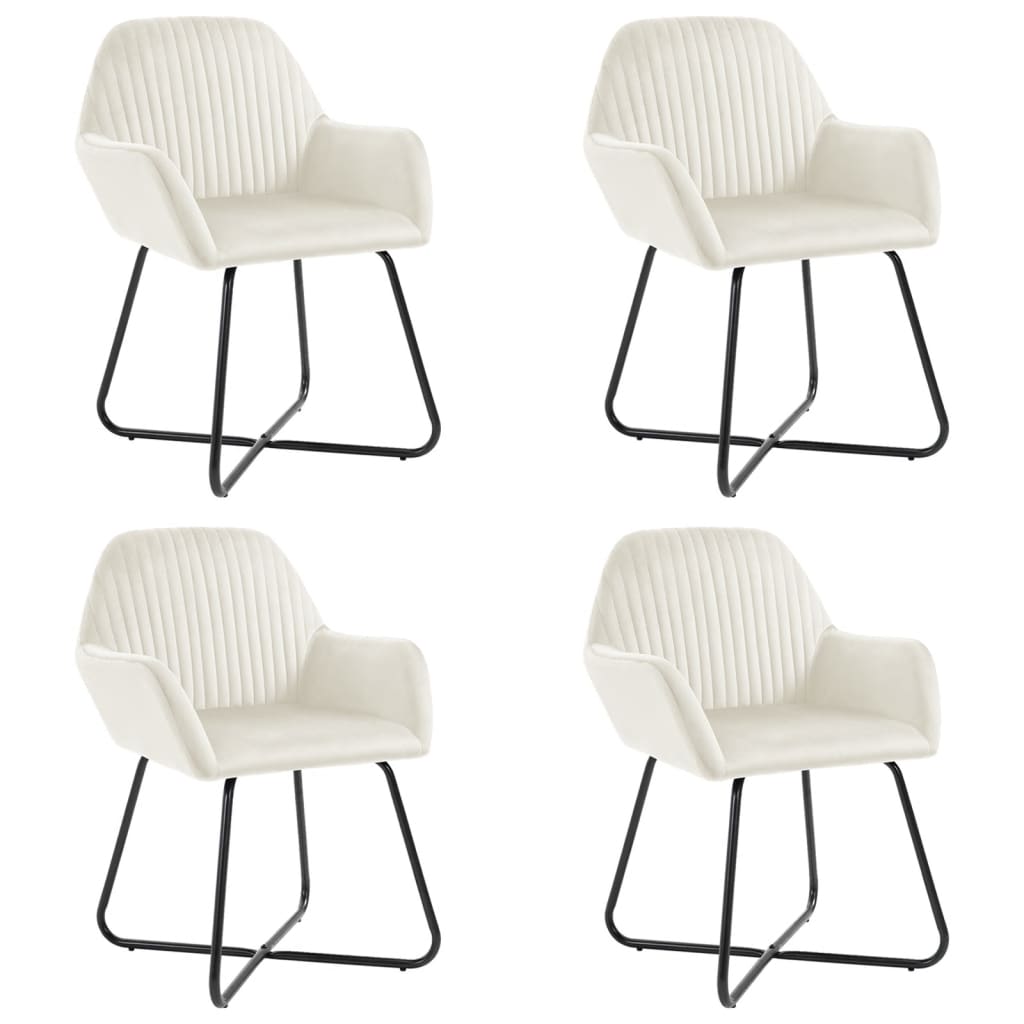 Dining Chair Set of 4 Cream Velvet Standard Ergonomic